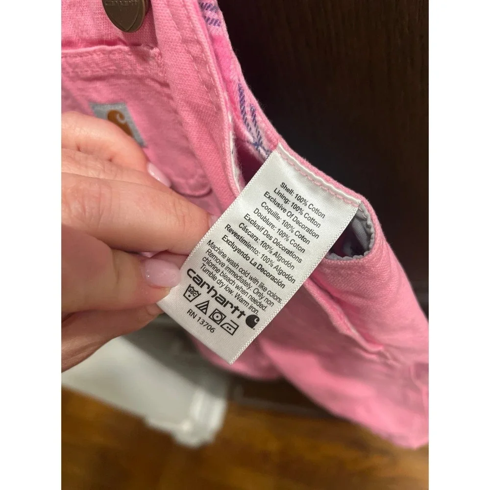 Carhartt toddler girl's canvas bib‎ overalls in pink 3 months